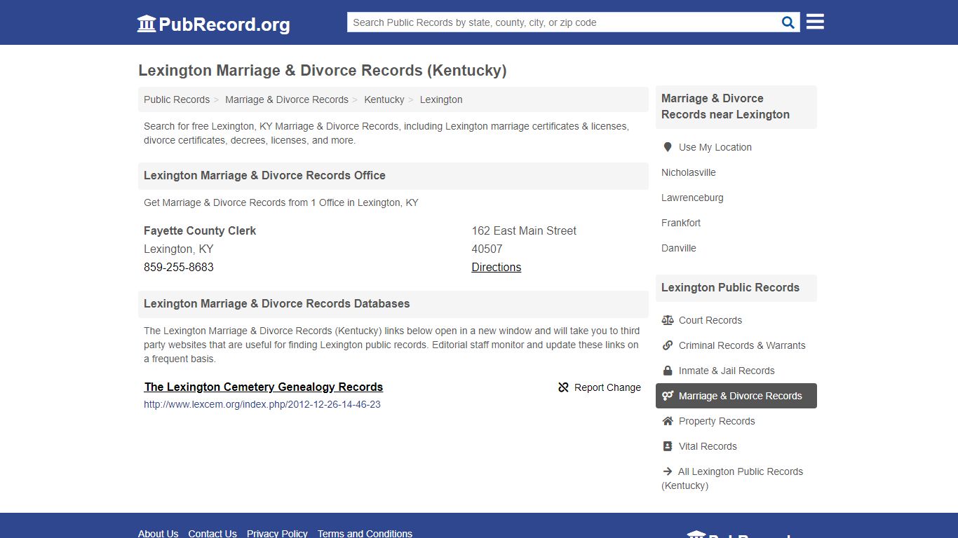 Lexington Marriage & Divorce Records (Kentucky) - PubRecord.org